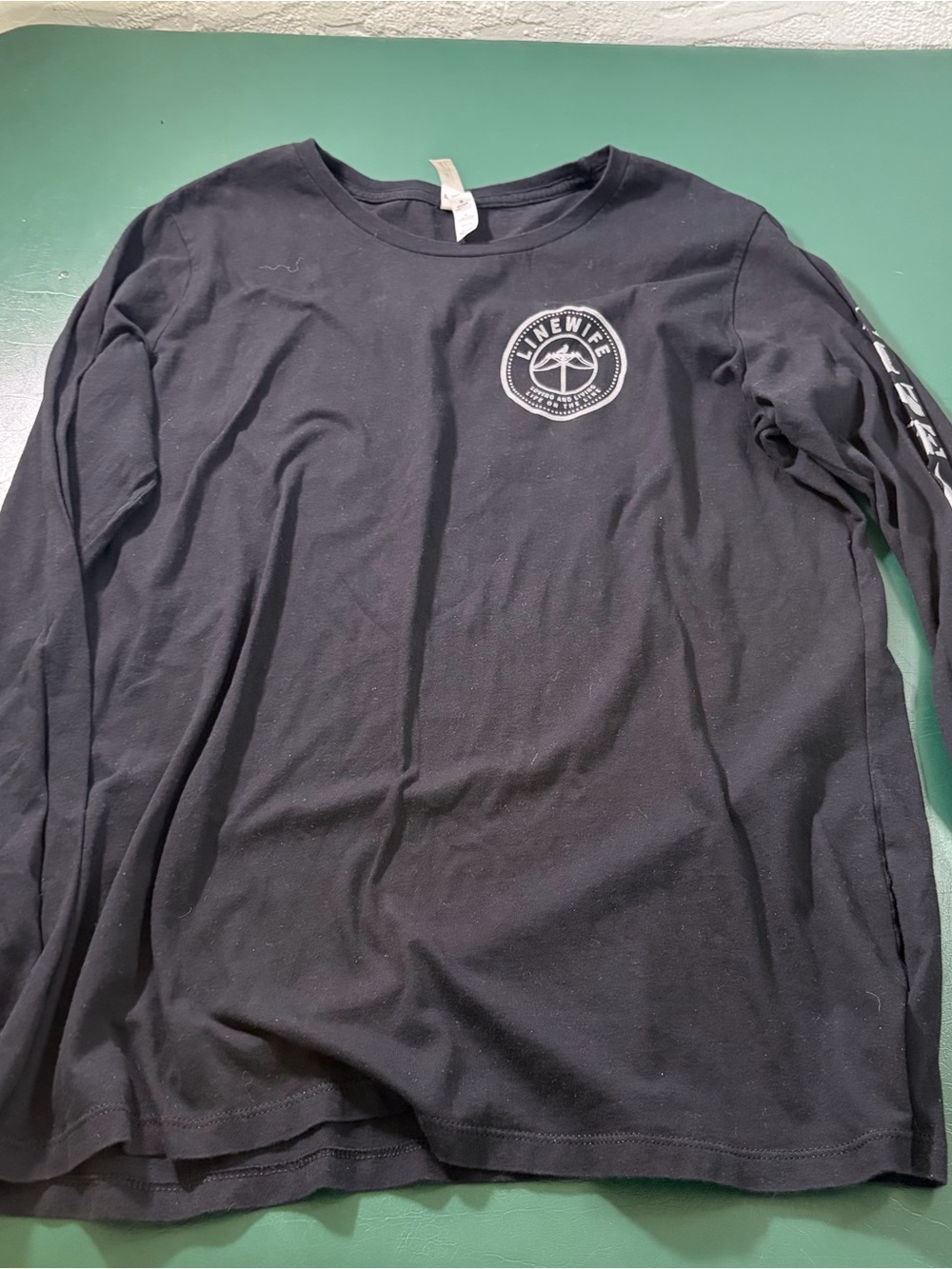 Bella Canvas Black Long Sleeve Crew Tee with White Logo